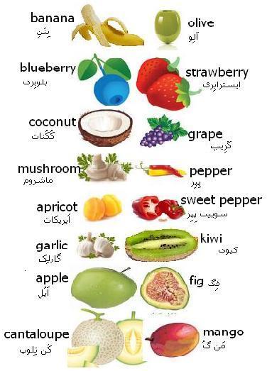 انواع میوه به انگلیسی با تلفظ
