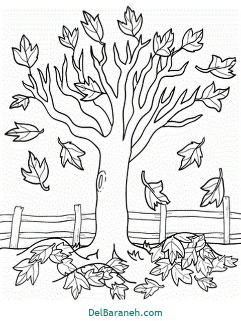 نقاشی کودکانه فصل پاییز با رنگ های گرم
