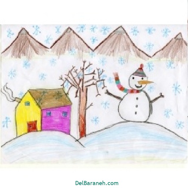 نقاشی کودکانه برای فصل زمستان
