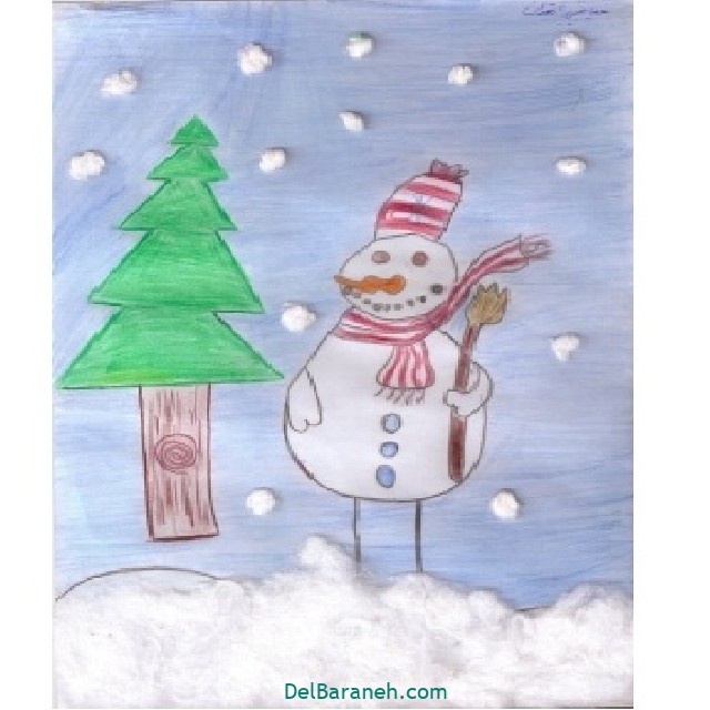 نقاشی کودکانه ی فصل زمستان