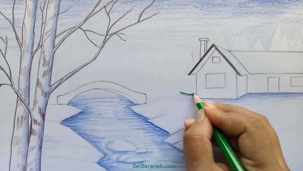 عکس نقاشی فصل زمستان کودکانه