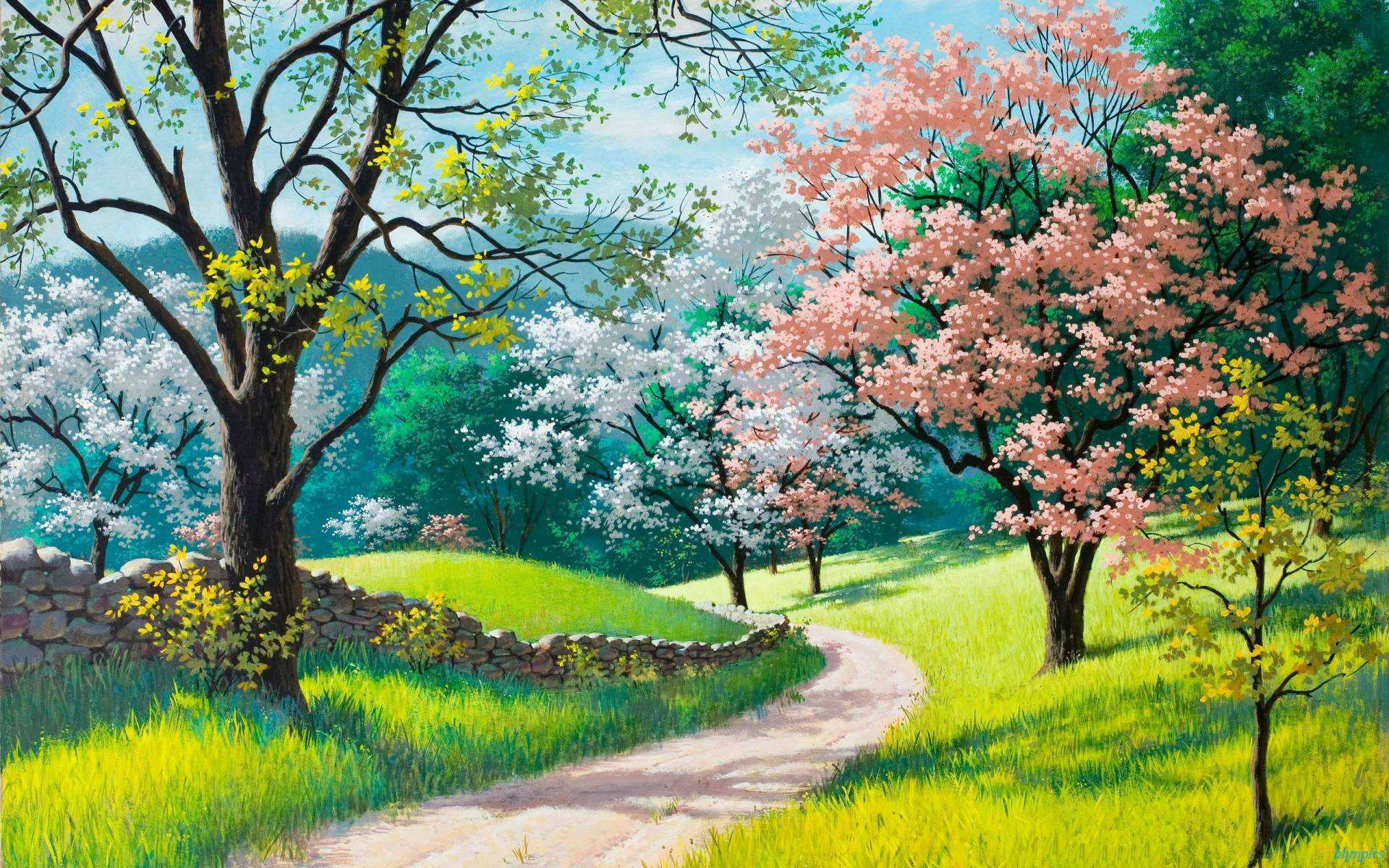 عکس نقاشی زیبا درباره فصل بهار