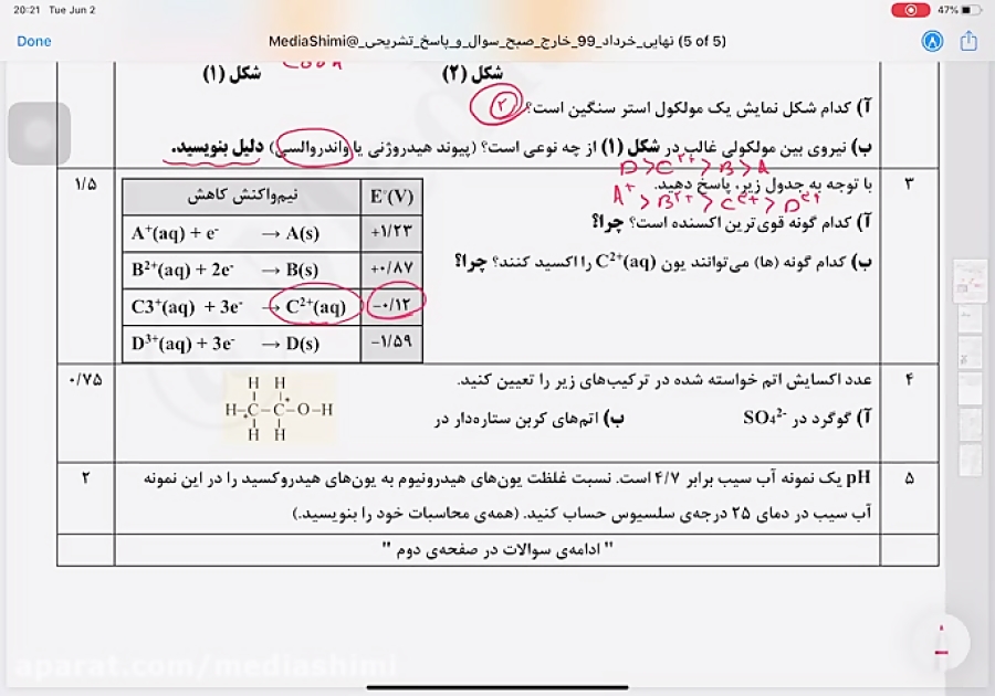 پاسخنامه امتحان نهایی فارسی 1400 خارج از کشور 