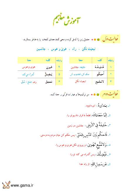 جواب فعالیت های قرآن هشتم درس 11 