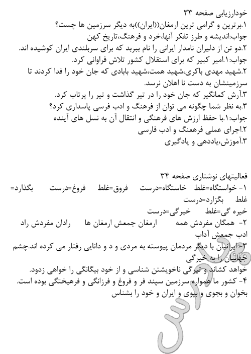 حل تمرین کتاب فارسی هشتم 