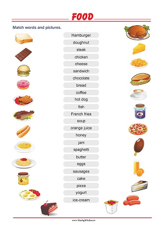 غذاها به زبان انگلیسی
