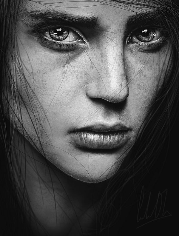 عکس سیاه و سفید چهره دختر