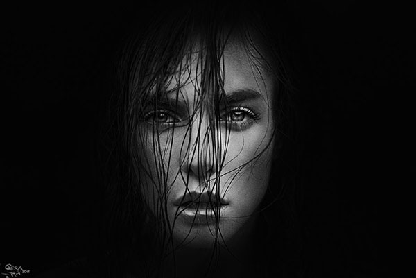 عکس سیاه و سفید چهره خیس
