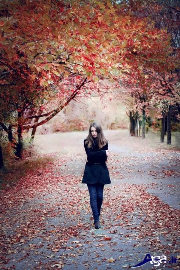 دانلود عکس دختر تنها در پاییز