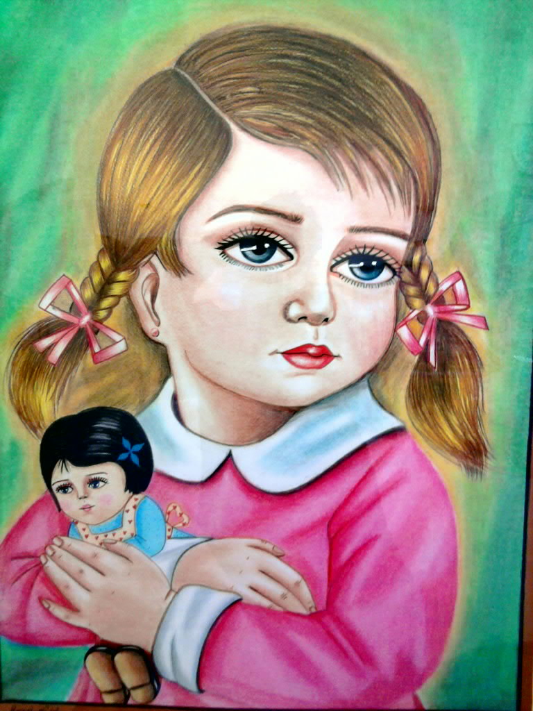 عکس نقاشی چهره با مداد رنگی