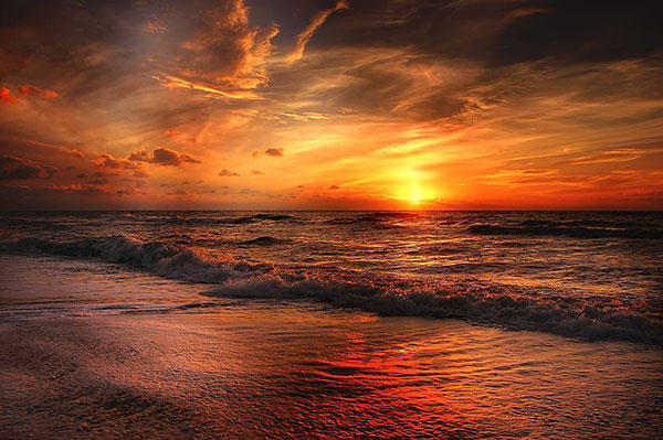 عکس غروب آفتاب دریا