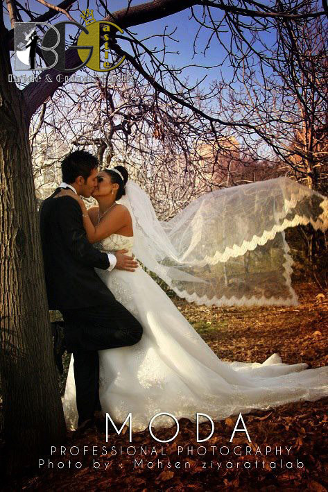 عکس عروس داماد در حال بوسه