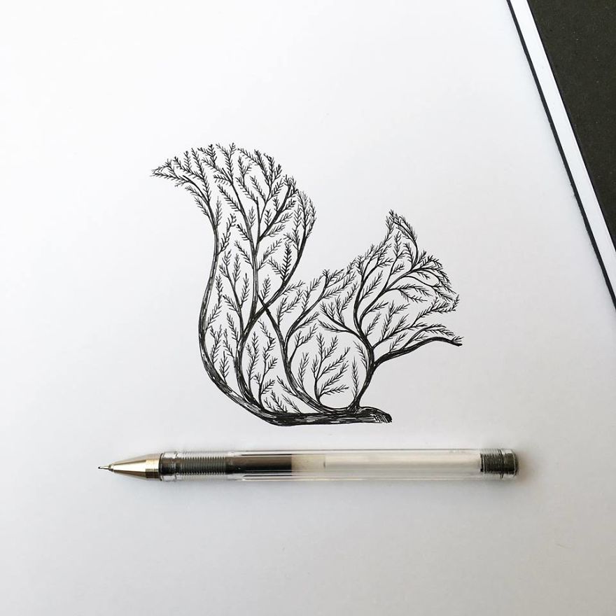 نقاشی سیاه قلم طبیعت ساده