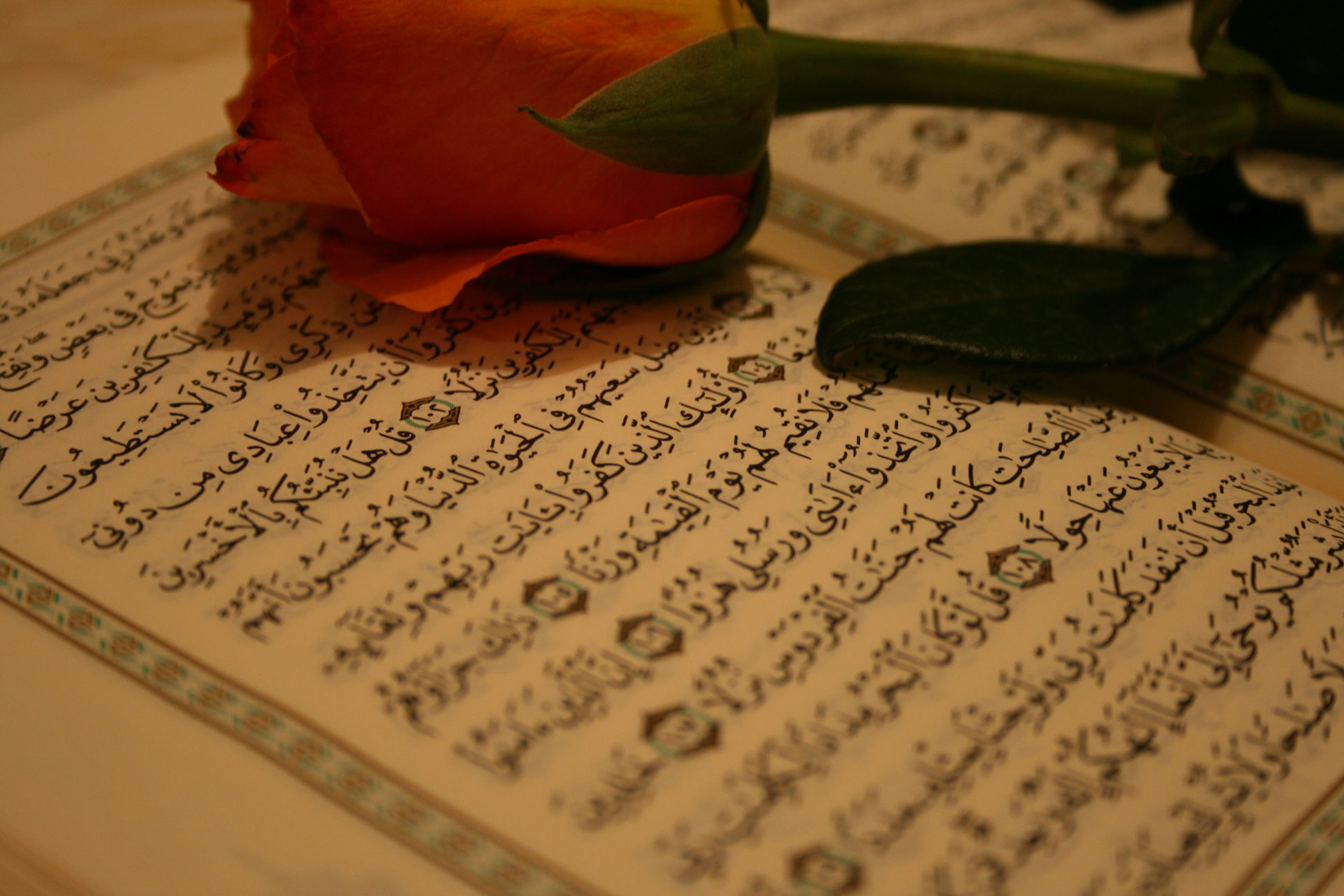 عکس قرآن با گل