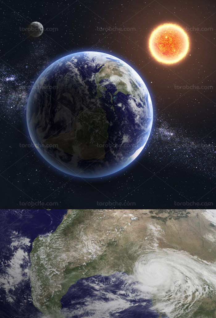 عکس کره زمین و خورشید