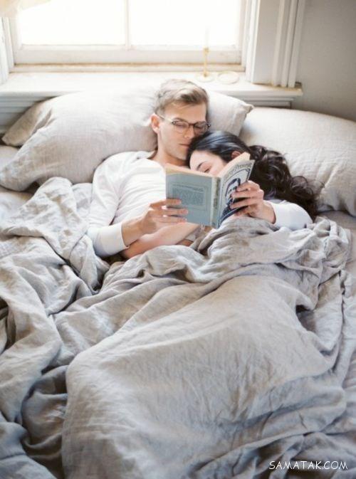 مدل خوابیدن زن و شوهر کنار هم
