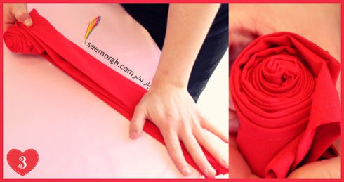 تزیین دستمال سفره مدل گل رز
