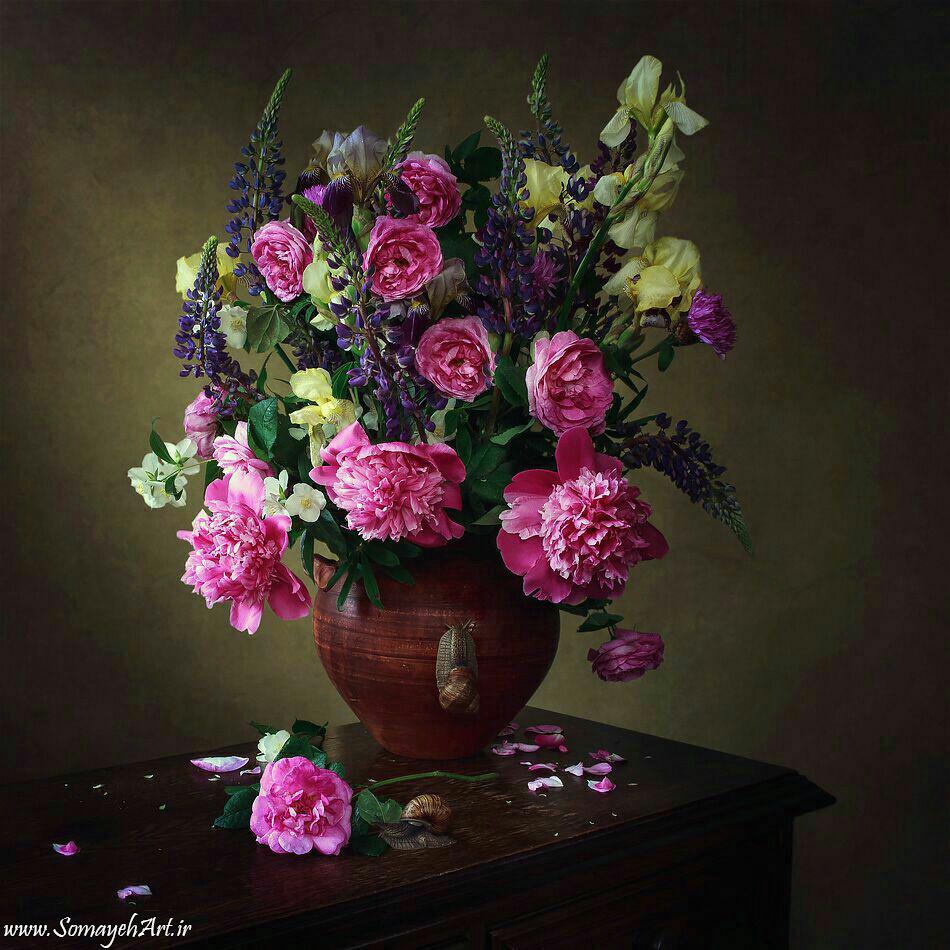 مدل نقاشی رنگ روغن گلدان
