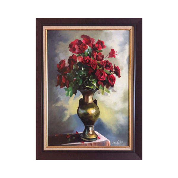 مدل نقاشی رنگ روغن گلدان گل
