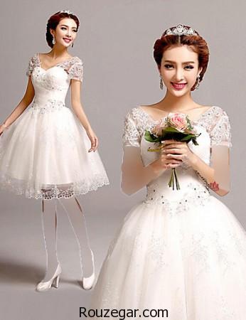 مدل لباس عروس پرنسسی کوتاه
