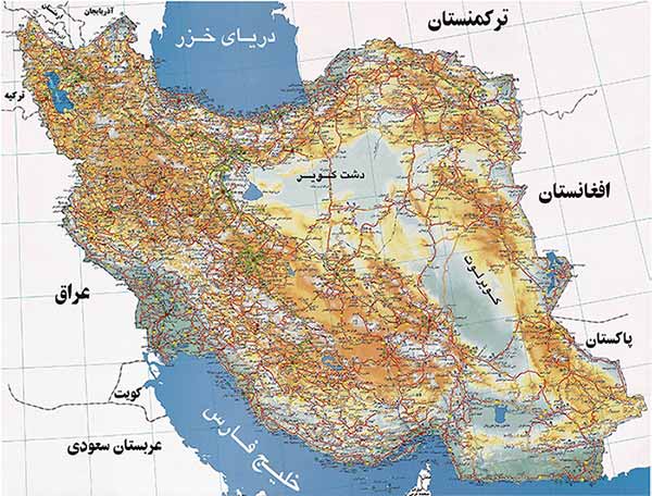 عکس نقشه ی کشور های همسایه ی ایران