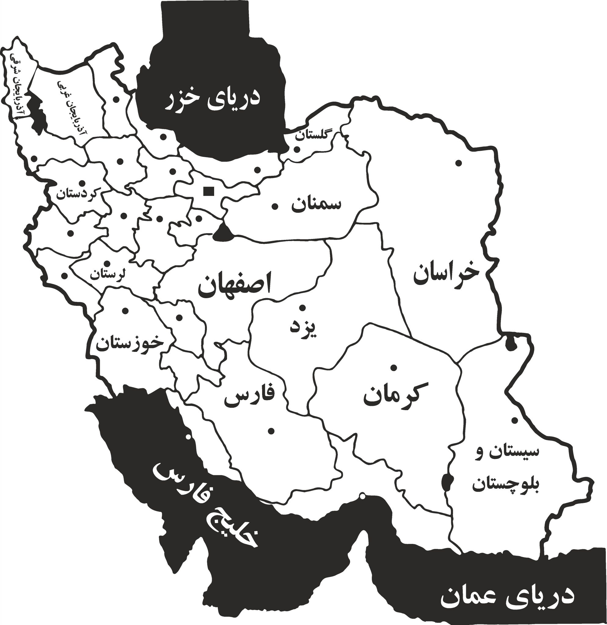 دانلود عکس نقشه ایران سیاه و سفید
