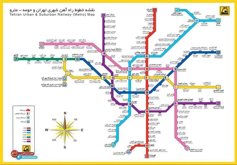 عکس از نقشه مترو تهران
