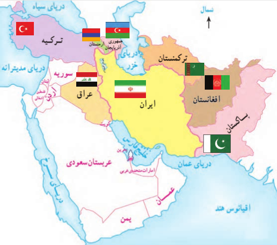 عکس نقشه کشورهای همسایه ایران