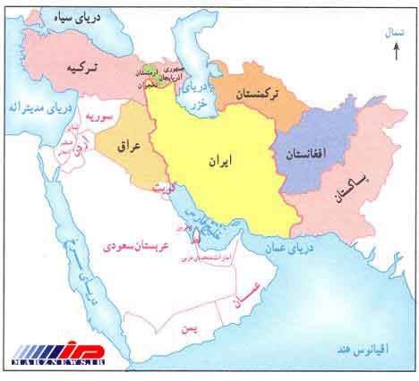 عکس نقشه ایران با کشورهای همسایه