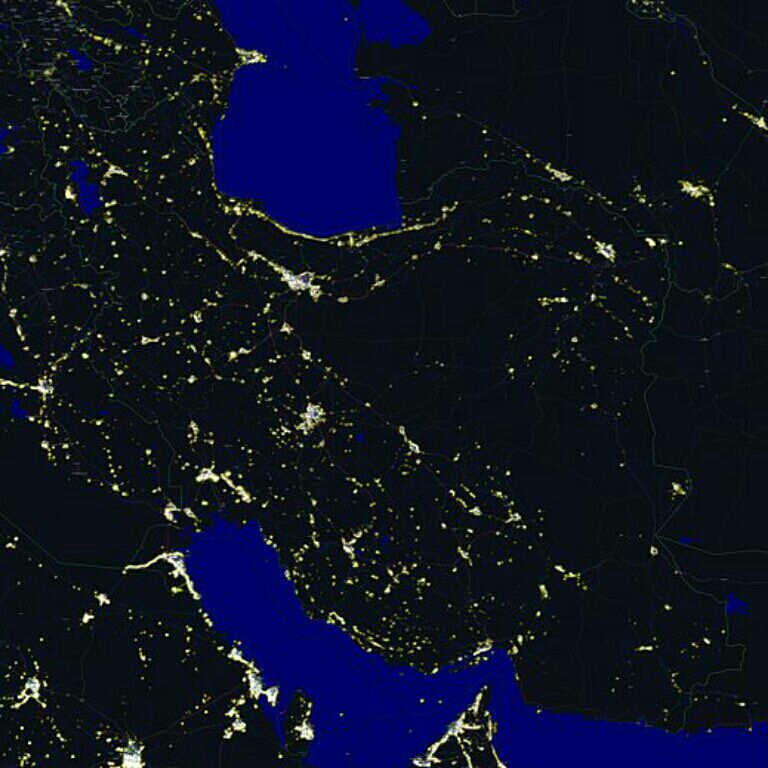 عکس ماهواره ای ایران در شب