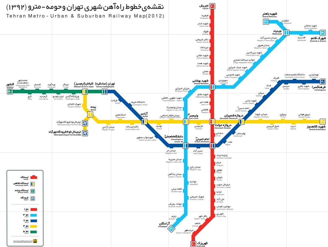 عکس از نقشه ی مترو تهران