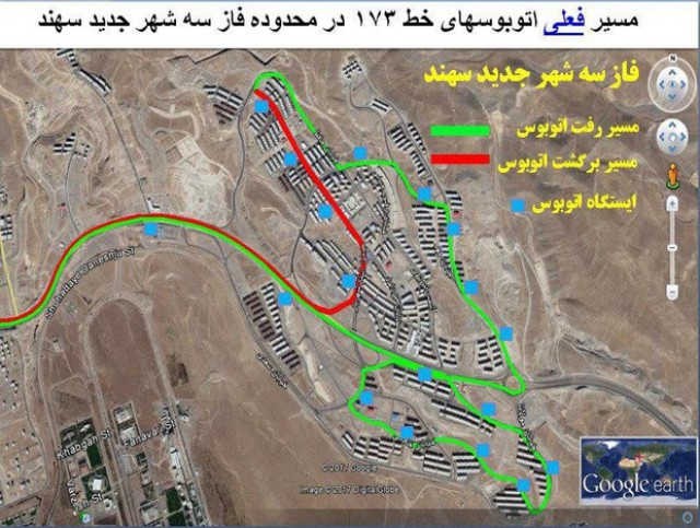 نقشه هوایی شهر سهند تبریز