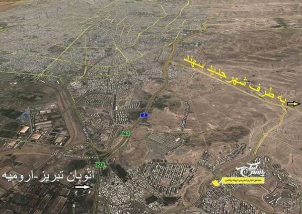 نقشه هوایی شهر جدید سهند تبریز