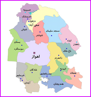 عکس نقشه ی استان خوزستان