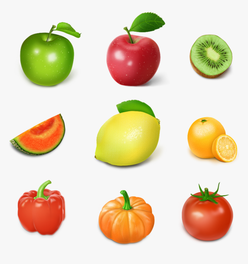 individual photos of fruits and vegetables