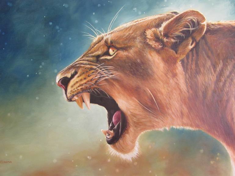 image of lioness roaring