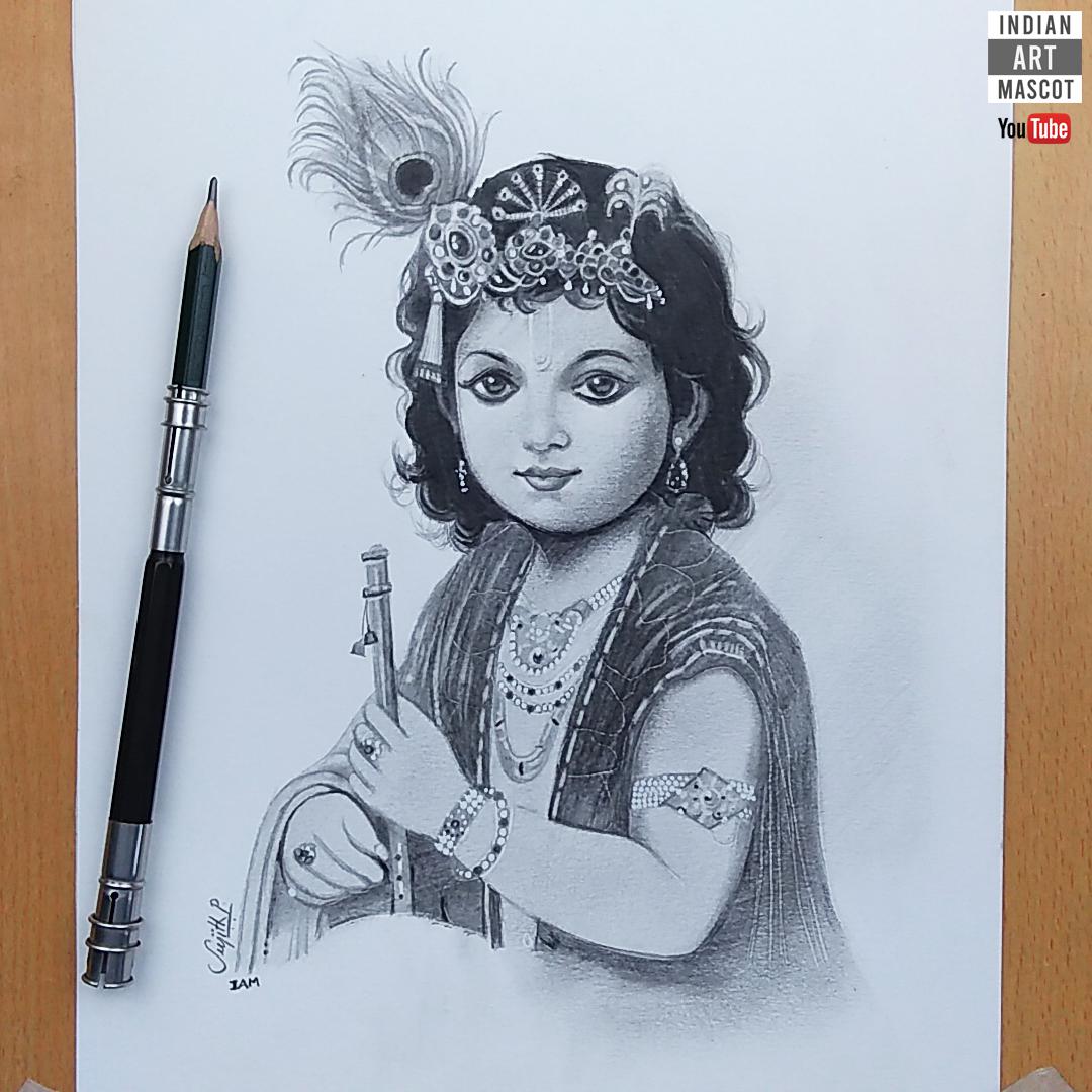 easy drawing pictures of lord krishna
