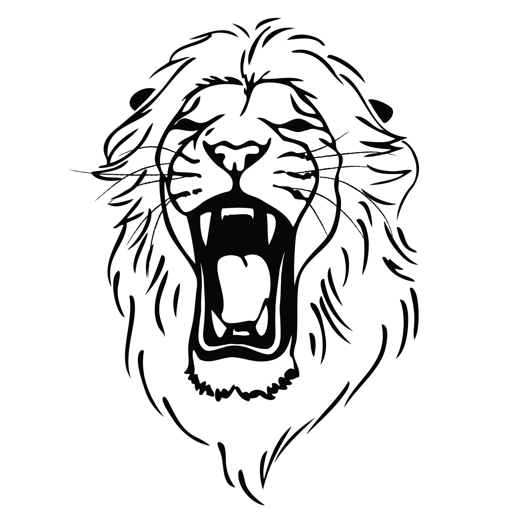 roaring lion head drawing
