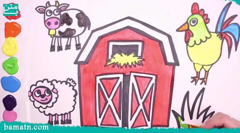 نقاشی کودکان حیوانات مزرعه
