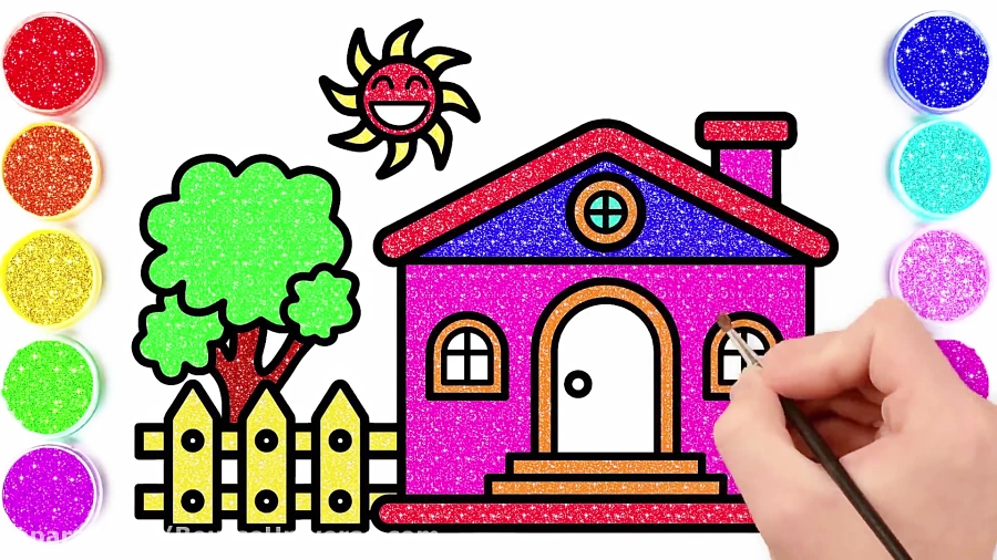 نقاشی کودکانه خانه ساده
