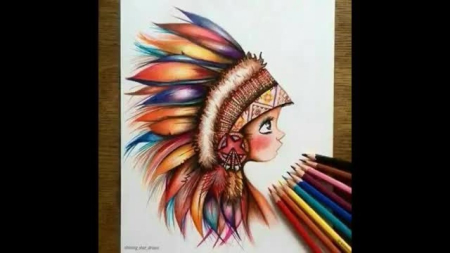 نقاشی با مداد رنگی حرفه ای منظره