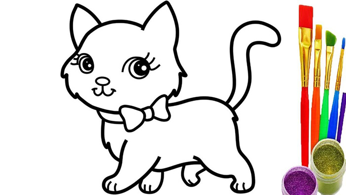 نقاشی کودکانه گربه و موش