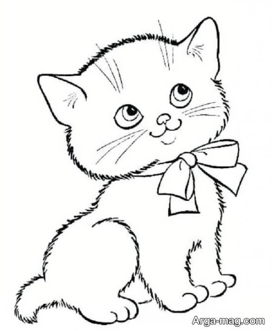 نقاشی کودکانه گربه ساده