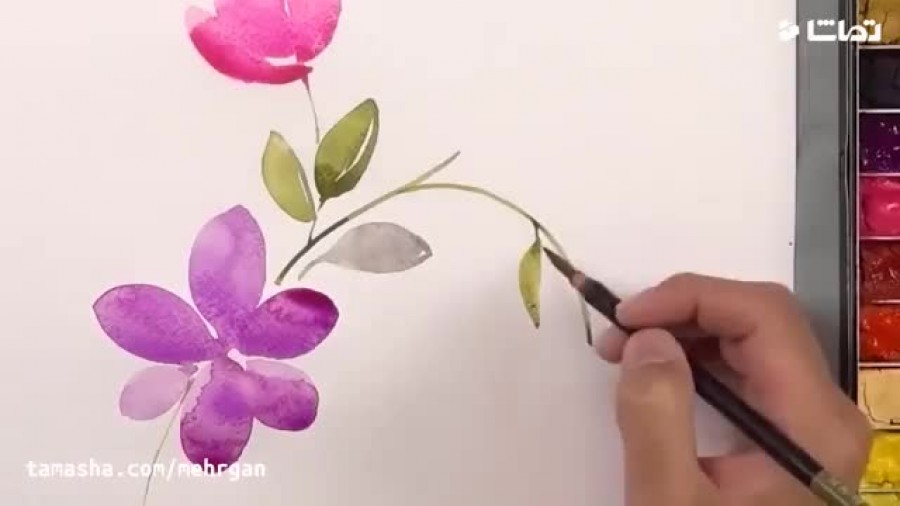 نقاشی های گل ساده با ابرنگ