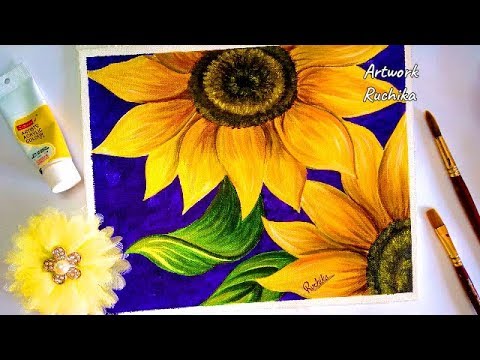 نقاشی گل آفتابگردان با مداد رنگی