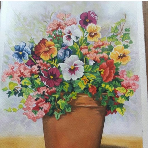 نقاشی گلدان گل برای کودکان