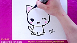 نقاشی کودکانه گربه ی ملوس