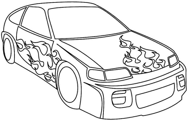 نقاشی کودکانه ماشین مسابقه ای
