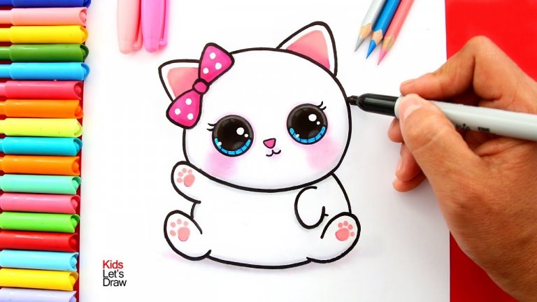نقاشی کودکانه گربه ی ملوس