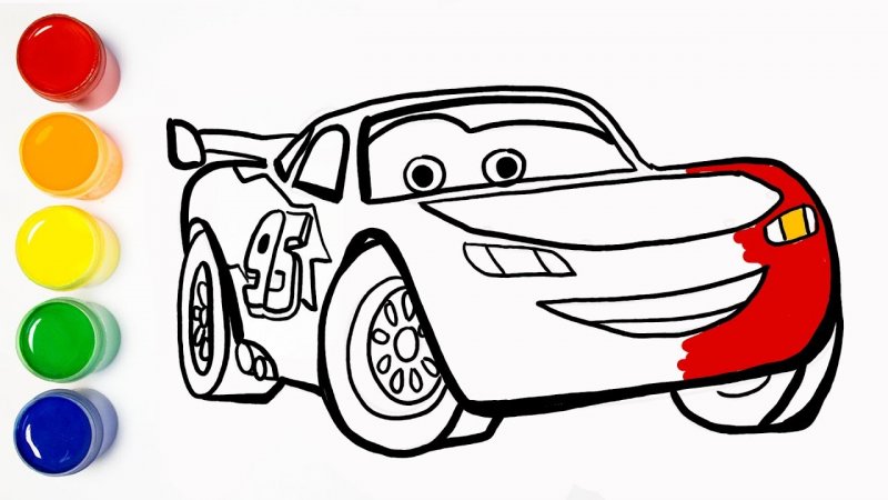نقاشی کودکانه ماشین مسابقه ای